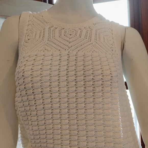 Cotton Crochet sleeveless White Summer Sweater Top GAP M - Picture 5 of 13